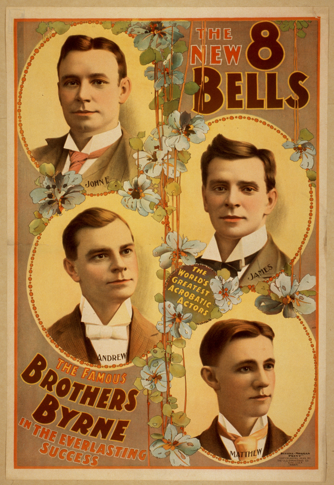 The New 8 Bells: The Famous Brothers Byrne acrobatic poster — vintage poster