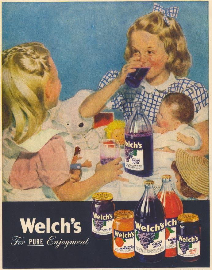 Welch's grape juice advertisement with children, For Pure Enjoyment — historic image