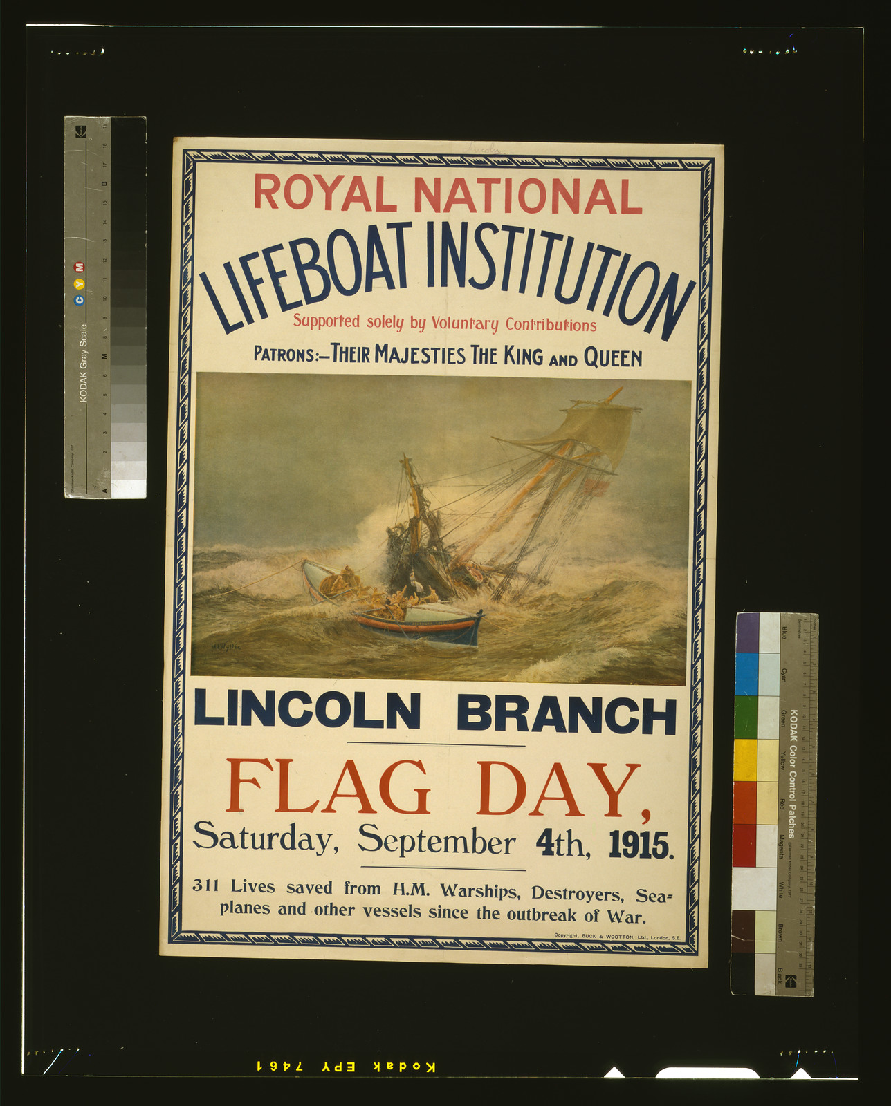 Royal National Lifeboat Institution Lincoln Branch Flag Day poster, 1915, 1915 — vintage poster