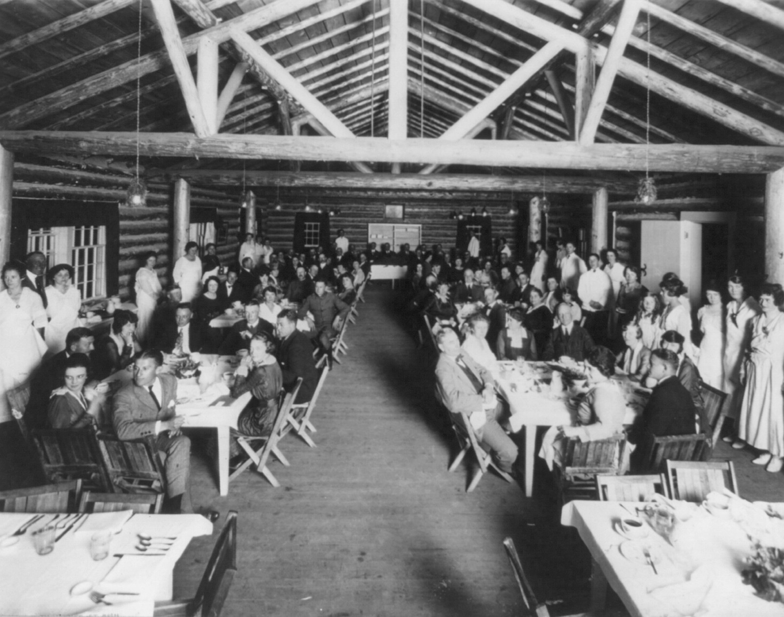 Yellowstone National Park: Governor's Banquet at Basin Camp, c1919. — historic photograph