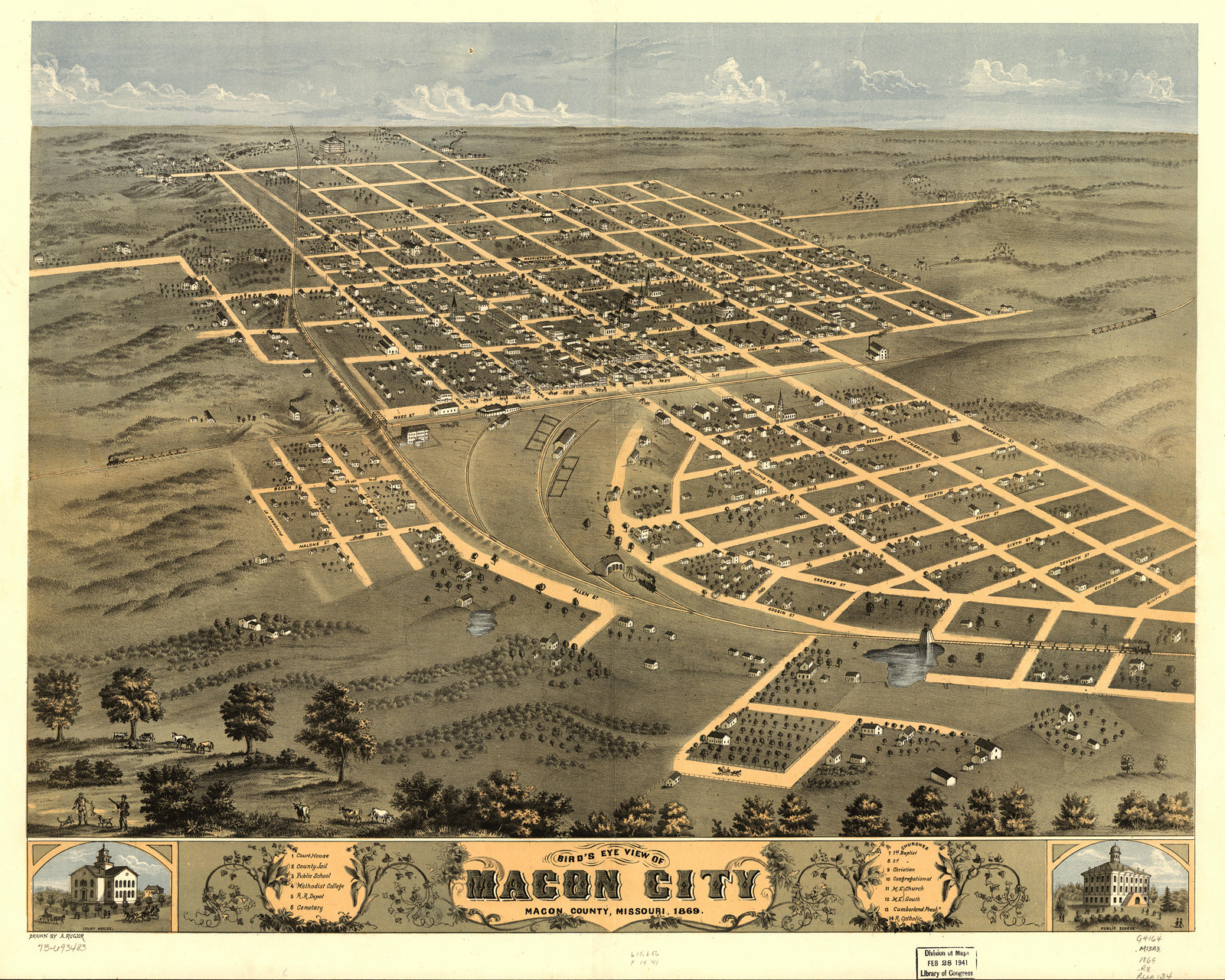 Macon City, Missouri, 1869, 1869 — antique map