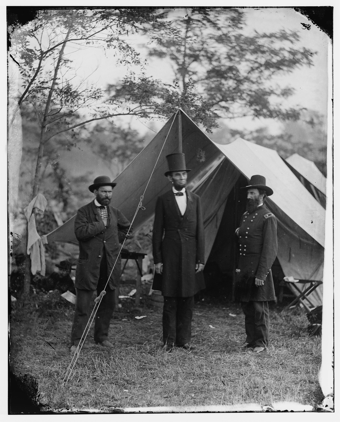 Antietam, Md. Allan Pinkerton, President Lincoln, And Maj. Gen. John A. McClernand; Another View, October 3, 1862 — historic photograph