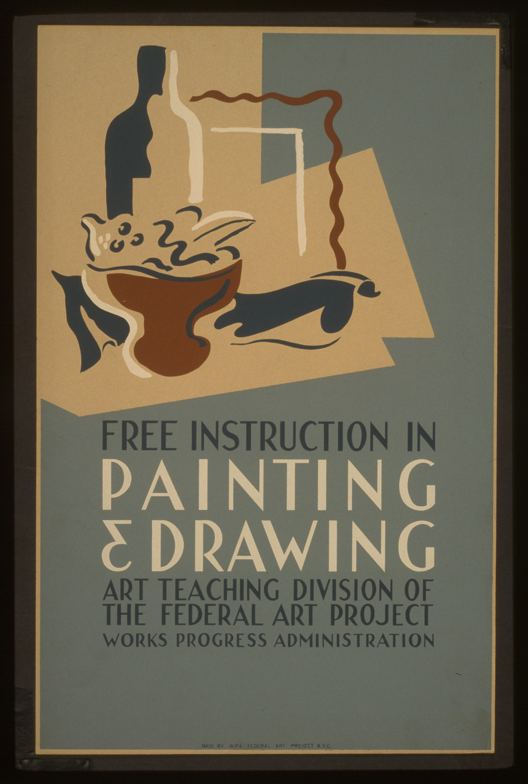 Free instruction in painting & drawing Art Teaching Division of the Federal Art Proje, 1936 — vintage poster
