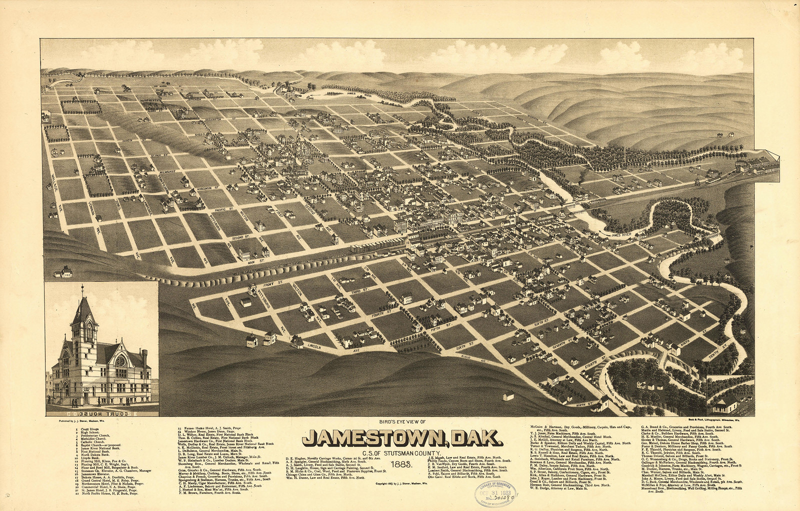 Jamestown, Dakota Territory, 1883, 1883 — antique map