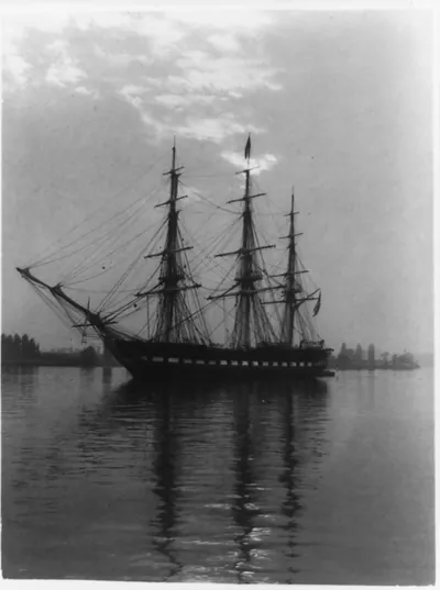 The U.S. frigate Constitution at anchor in the Potomac River off the Washington Navy Yard on Nov. 11, 1931--The President was on board when the picture was taken