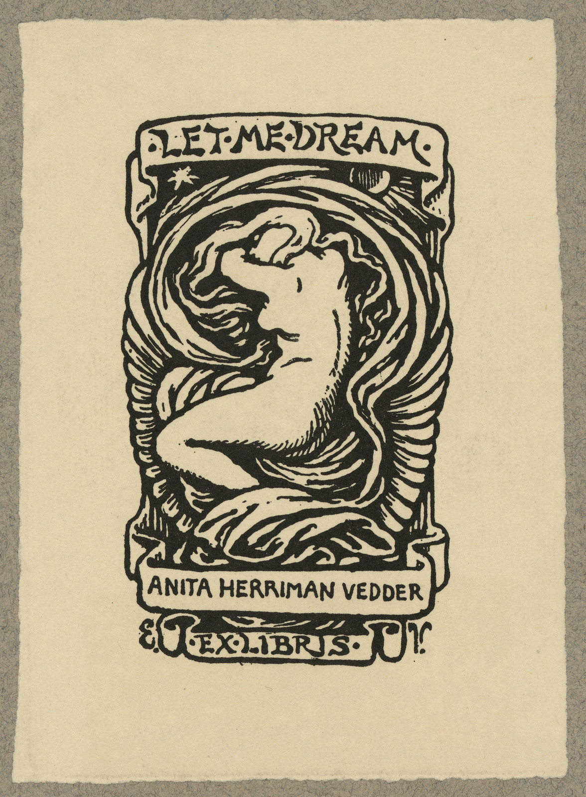 Let Me Dream bookplate for Anita Herriman Vedder — historic image