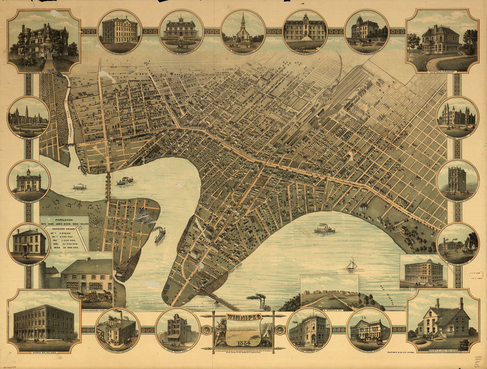 CANADA-Winnipeg-1884, 1884 — antique map