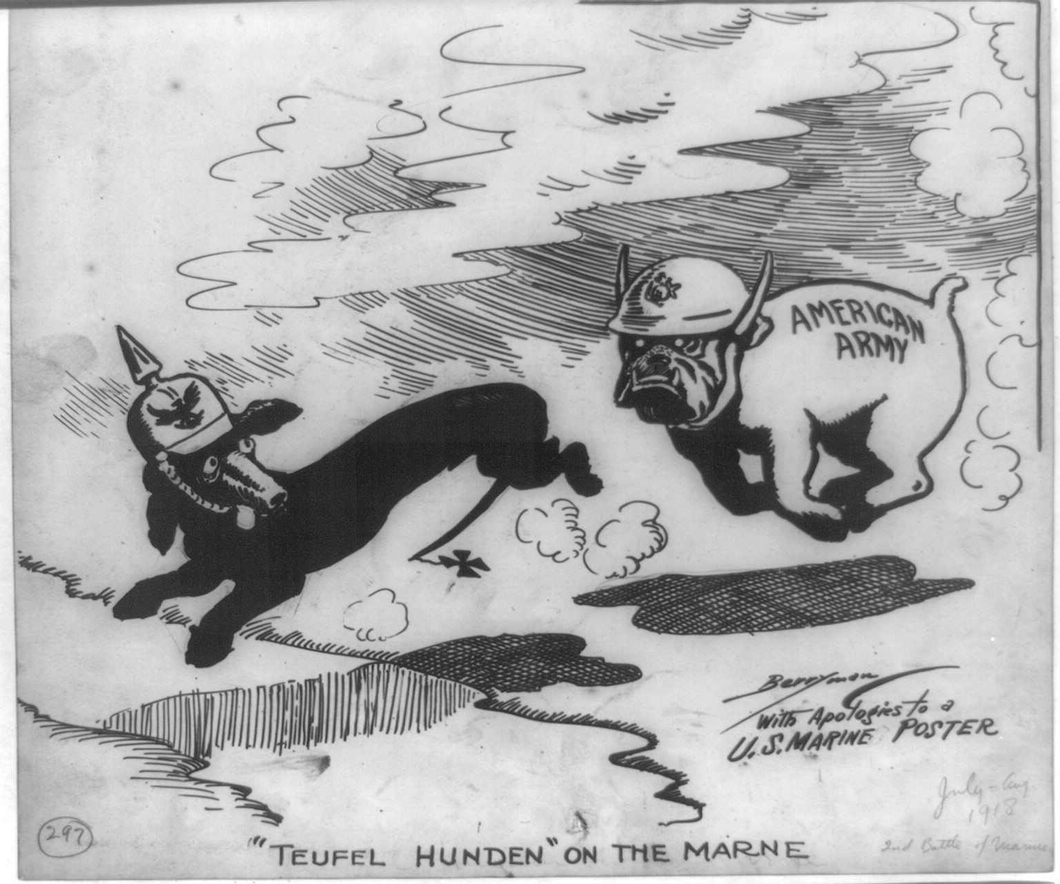 Teufel Hunden" on the Marne", 1918 Aug. — historic drawing