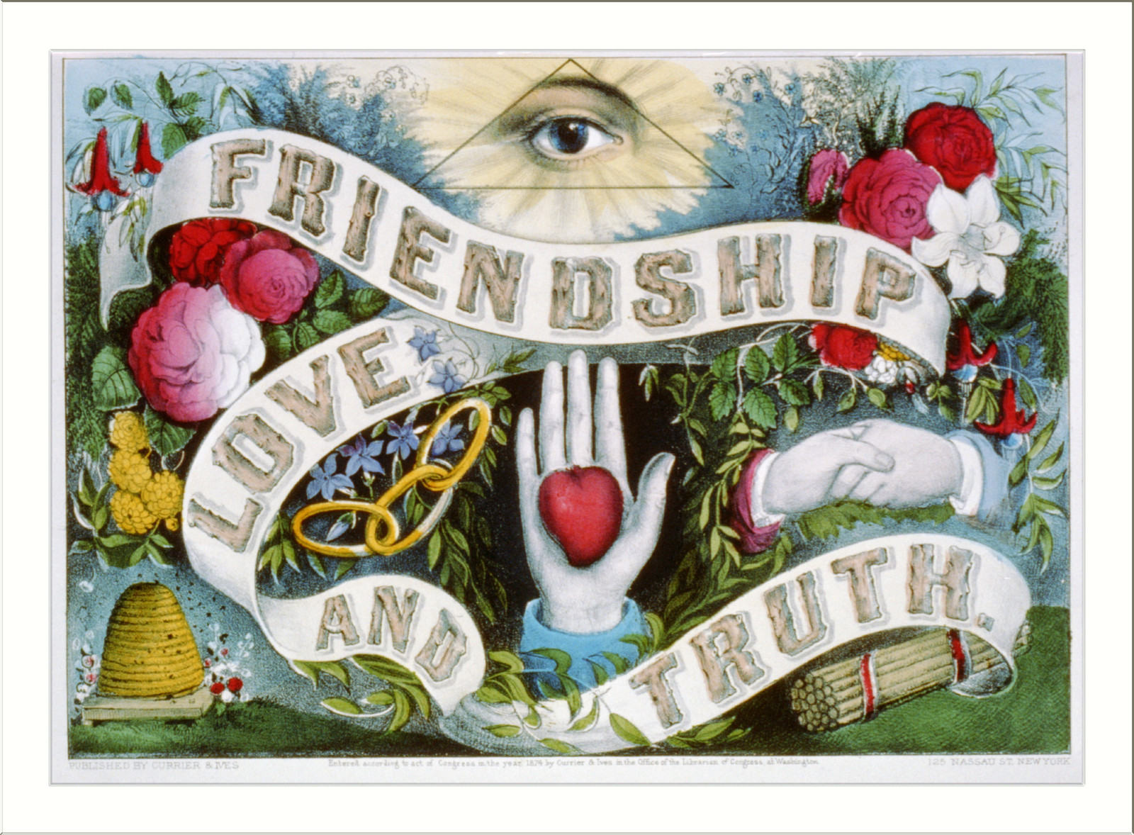 Friendship love and truth, New York : Published by Currier & Ives, c1874. — antique lithograph