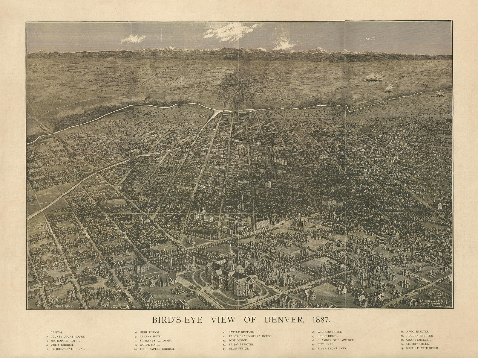 Denver, Colorado, 1887, 1887 — antique map