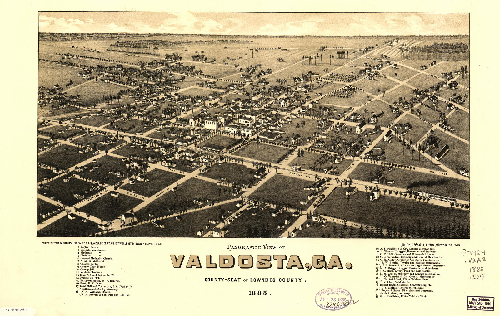 Valdosta, Georgia, 1885, 1885 — antique map