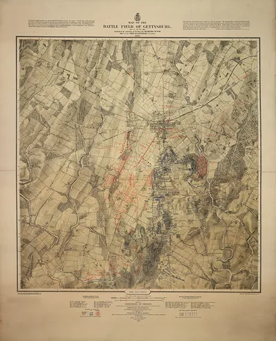 Map of the Battle Field of Gettysburg, 1876