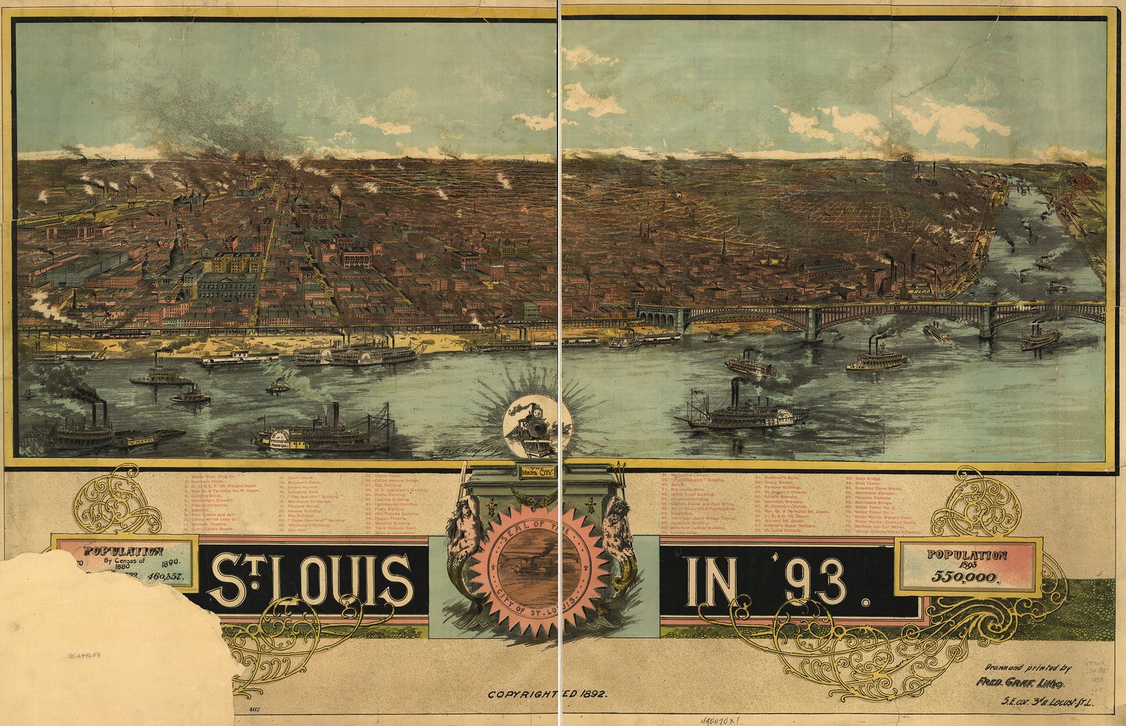 St. Louis, Missouri, 1893, 1893 — antique map