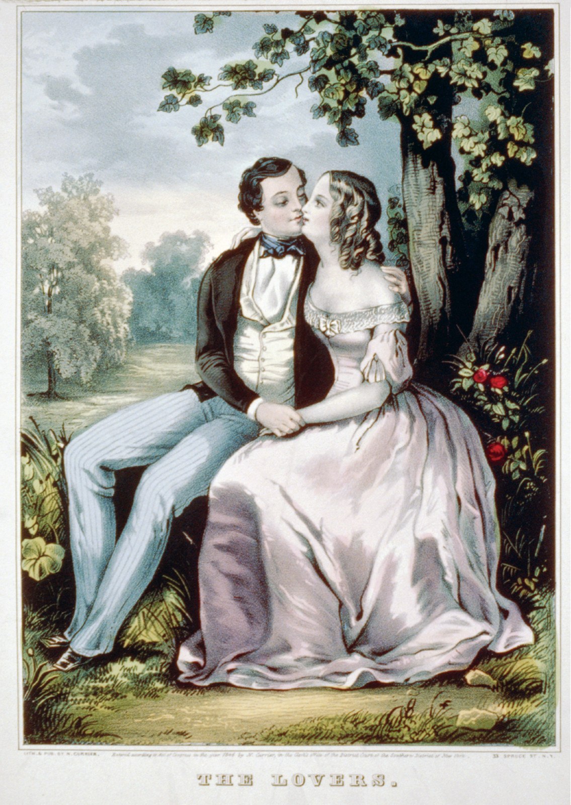 The Lovers, 1846 — antique lithograph