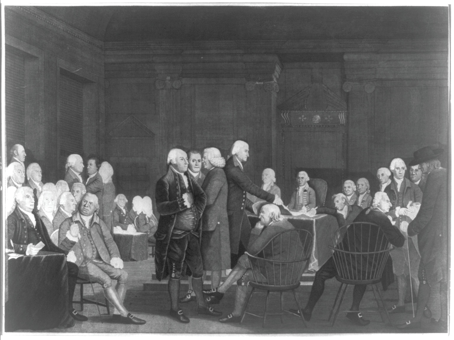 [Congress voting the Declaration of Independence], [Boston : between 1800? and 1900?] — antique engraving