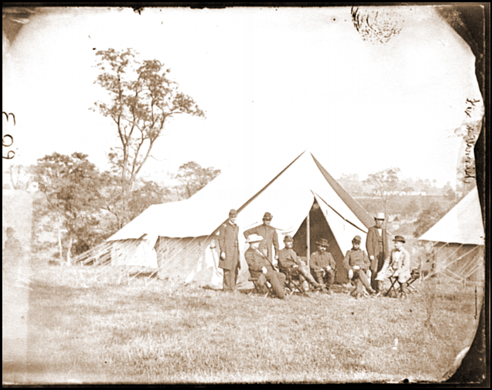 Antietam Md. Gen. Randolph B. Marcy with officers and civilians at Army of the Poto, 1862 — historic photograph