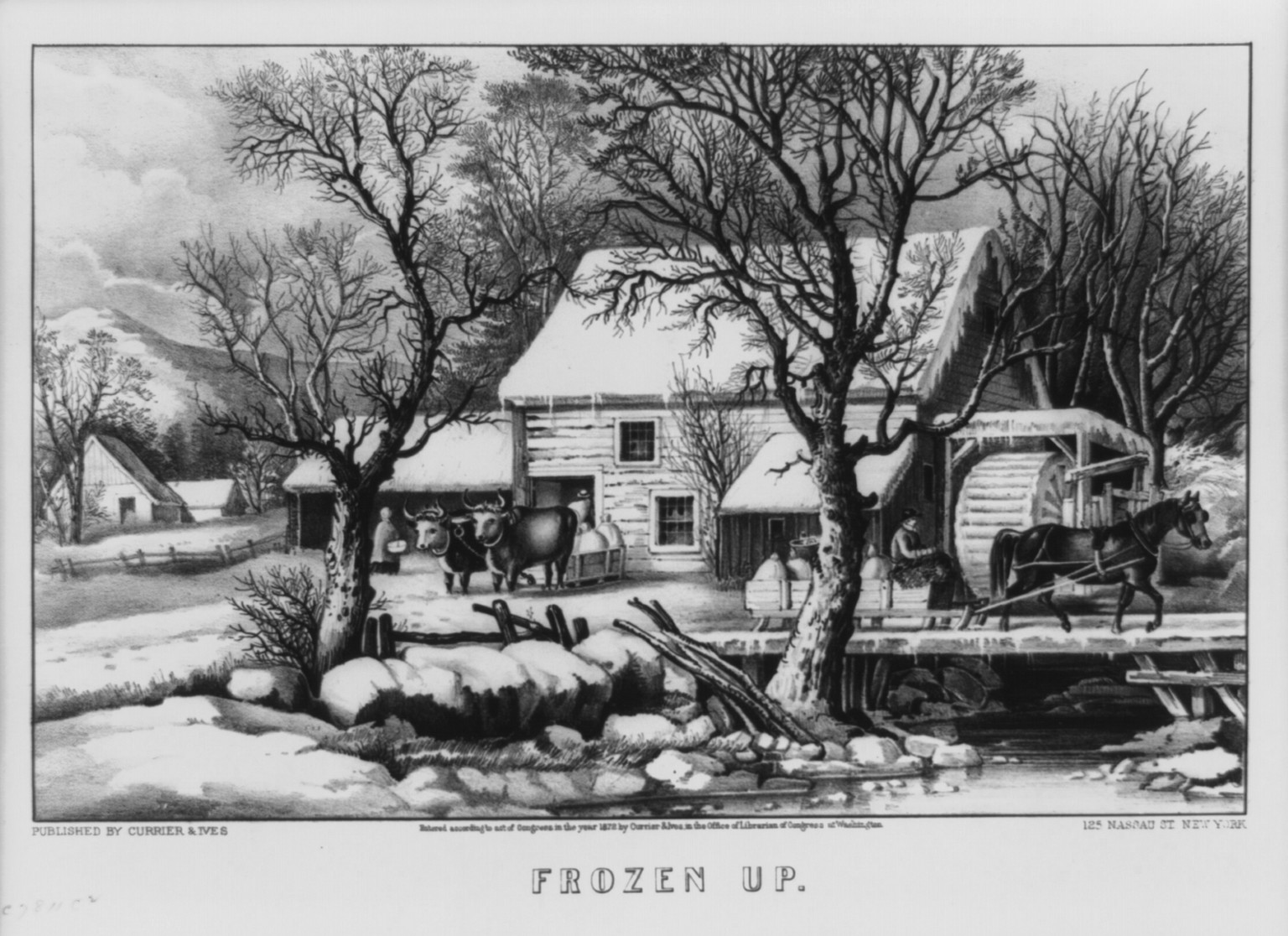 Frozen up, New York : Published by Currier & Ives, c1872. — antique lithograph