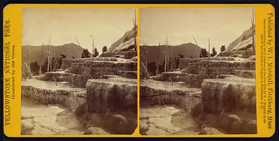 Terraced hot springs, Yellowstone National Park stereoview