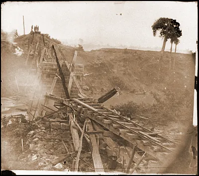 North Anna River Va. Destroyed bridge of the Richmond and Fredericksburg Railroad
