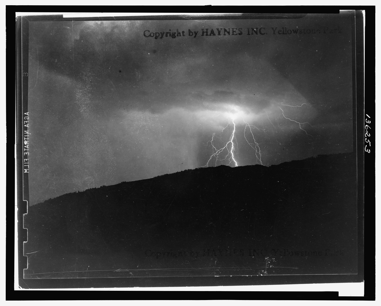 Lightning over Mt. Everts — historic photograph