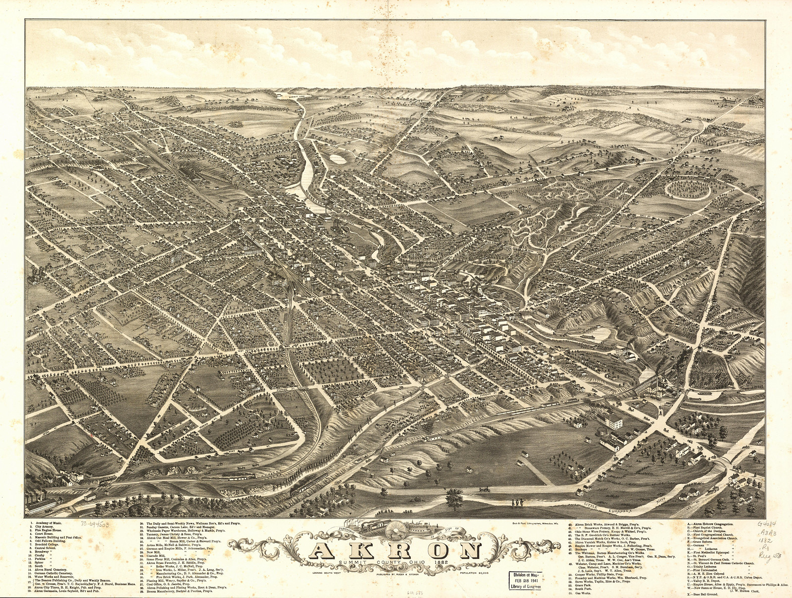 Akron 2, Ohio, 1882, 1882 — antique map