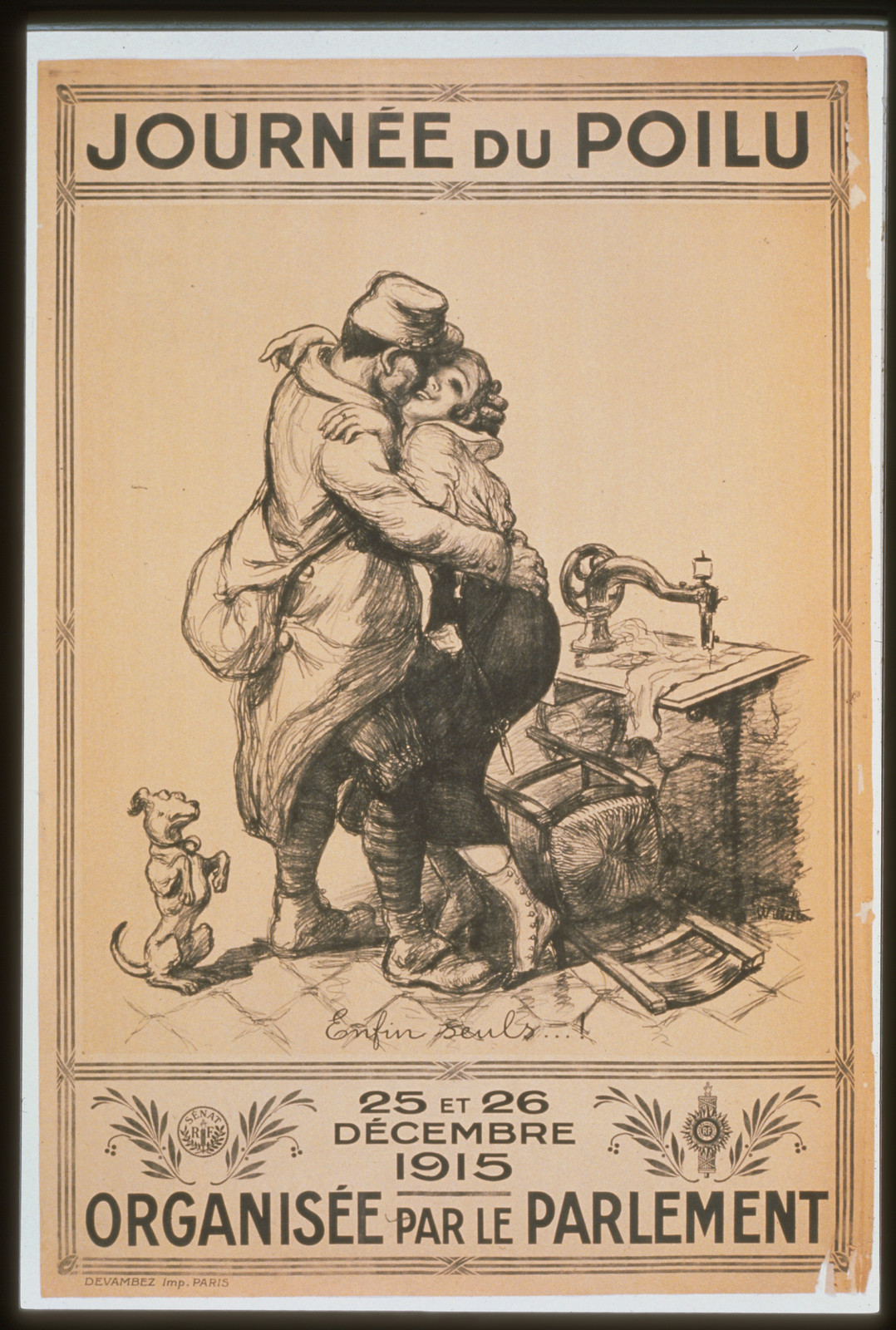 Journeacute du Poilu. 25 et 26 deacutecembre 1915. Organiseacutee par le parlement, 1915 — vintage poster