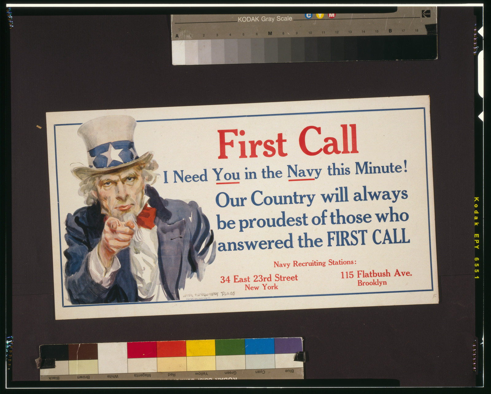 First call I need you in the Navy this minute! Our country will always be proudest of those who answered the first call., c1917. — vintage poster
