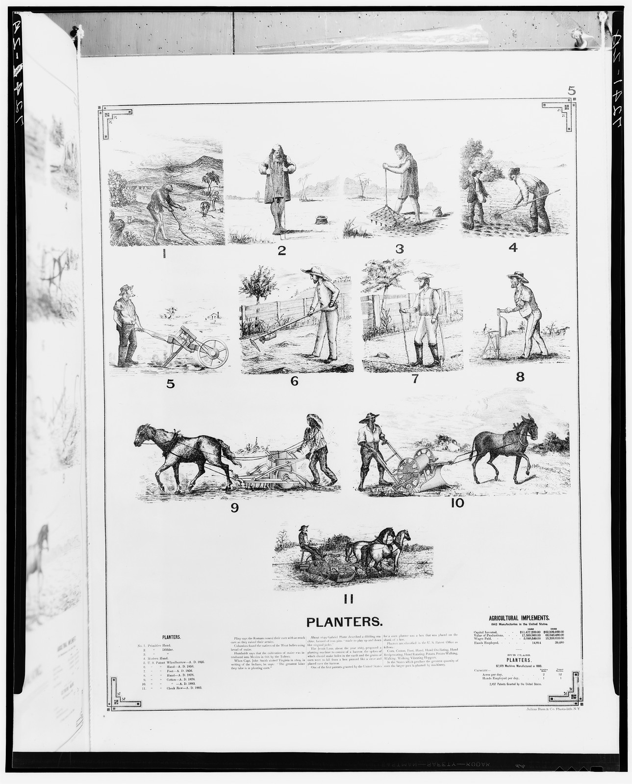 Page of numbered illustrations of planters and agricultural implements — historic image
