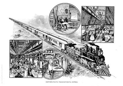 Northern Pacific Transcontinental Express train illustration
