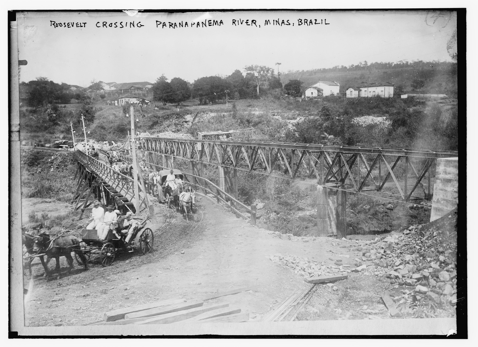 Roosevelt crossing Paranapanema River Minas, Brazil, n/a — historic photograph