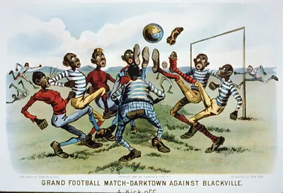Grand football match--darktown against Blackville: a kick off