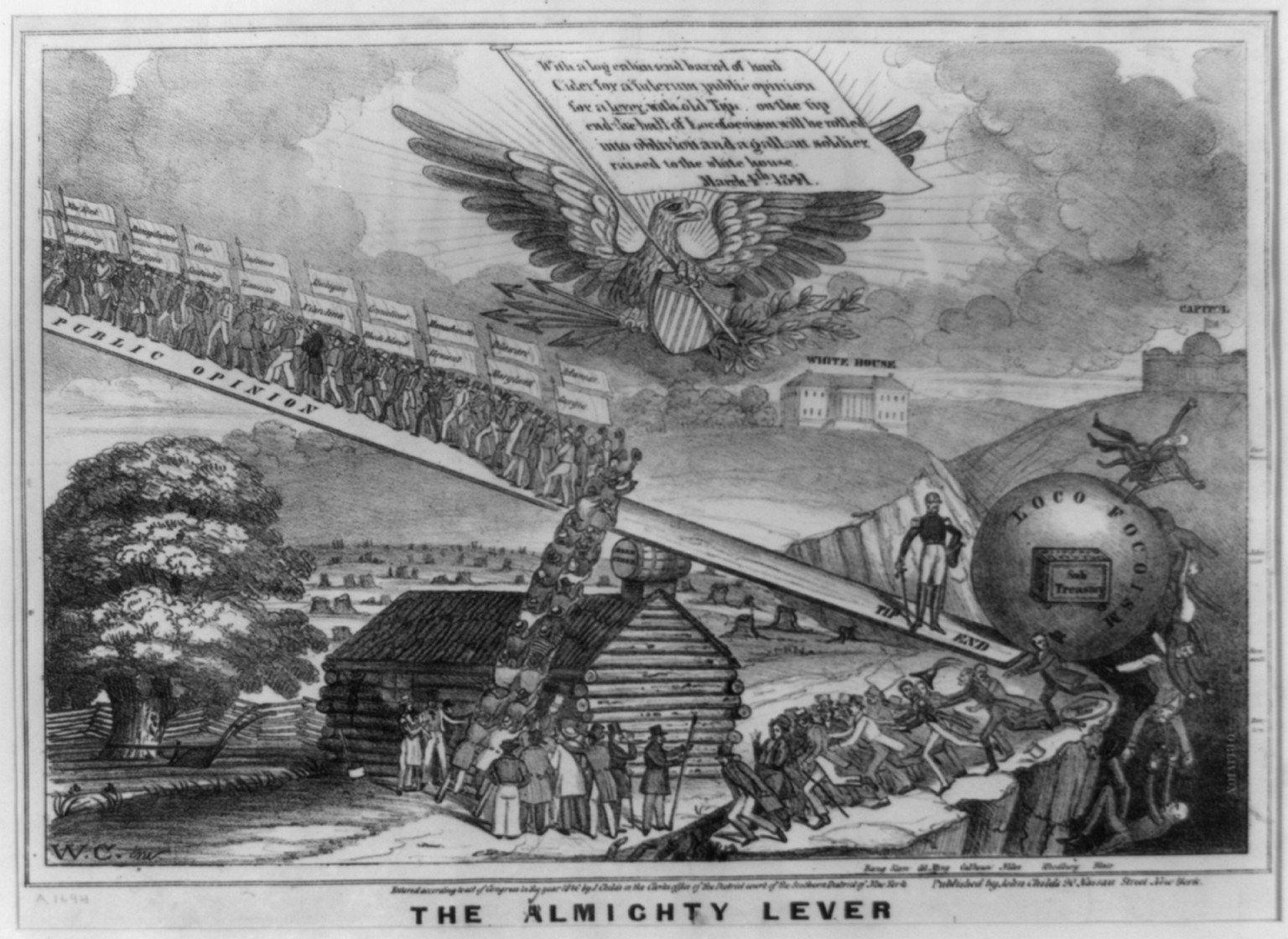 The almighty lever, New York : Published by John Childs, 1840. — antique lithograph