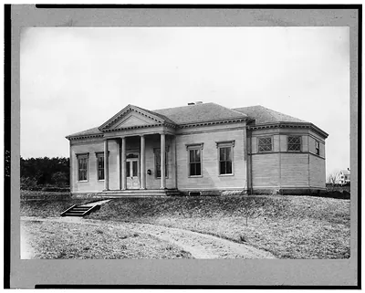 [Exterior of Cliff Rodger's Free Public Library, Marshfield Hills, Massachusetts]
