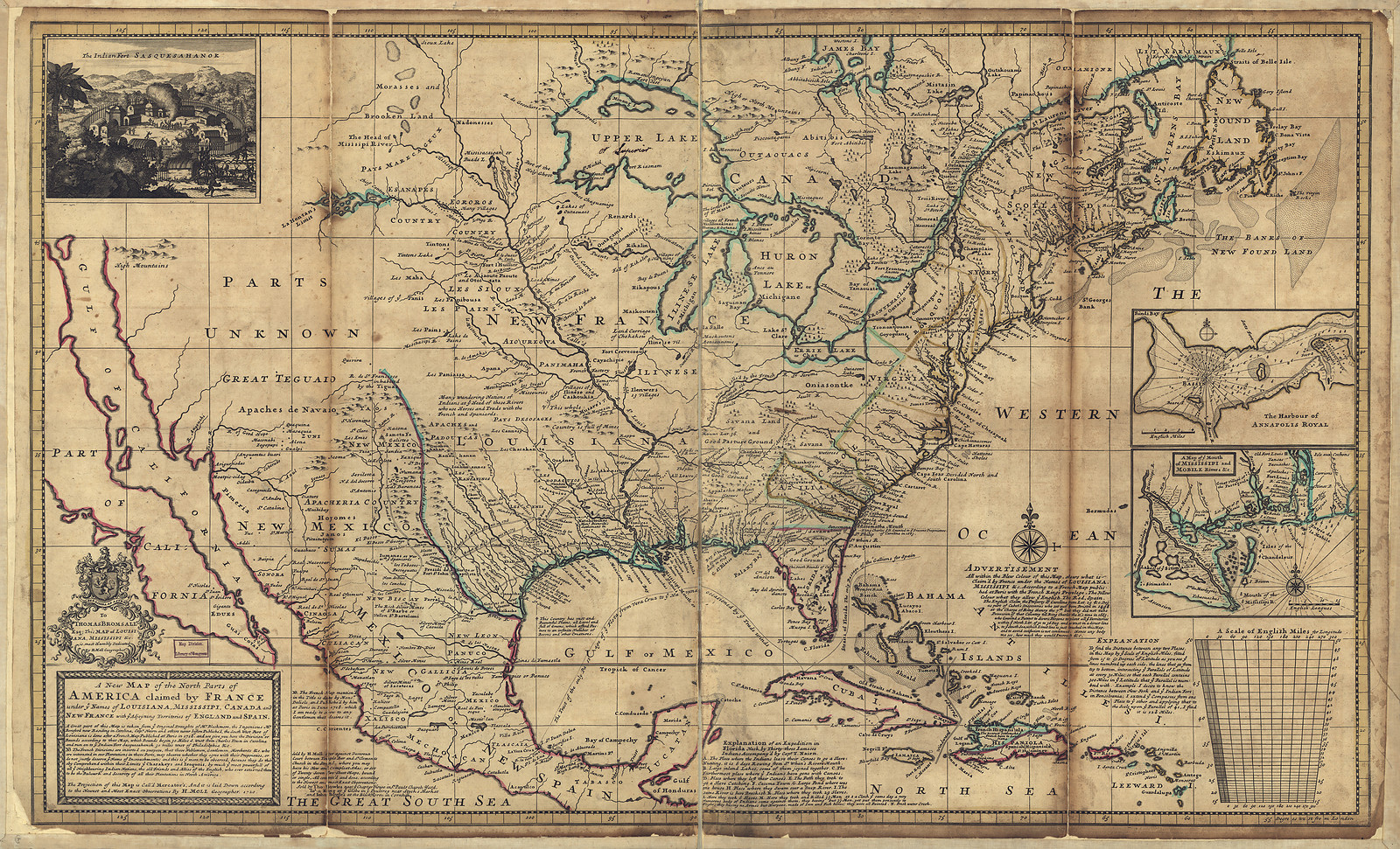 Map of North America claimed by France — antique map