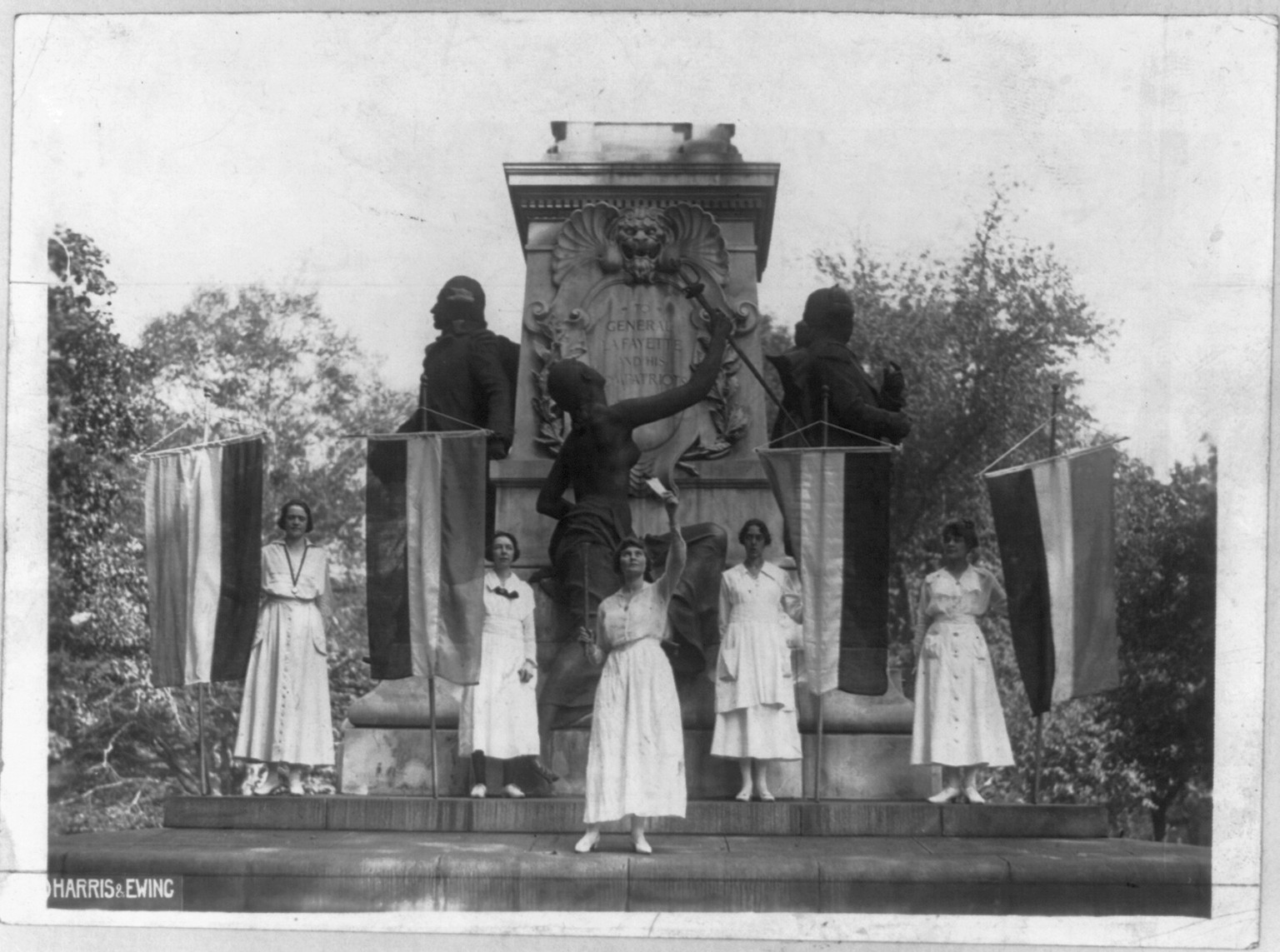 Suffrage demonstration at Lafayette Statue — historic photograph