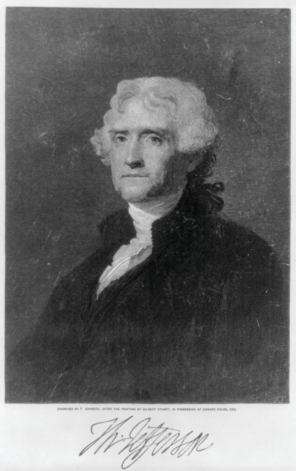 [Thomas Jefferson, bust portrait, facing left] — antique engraving