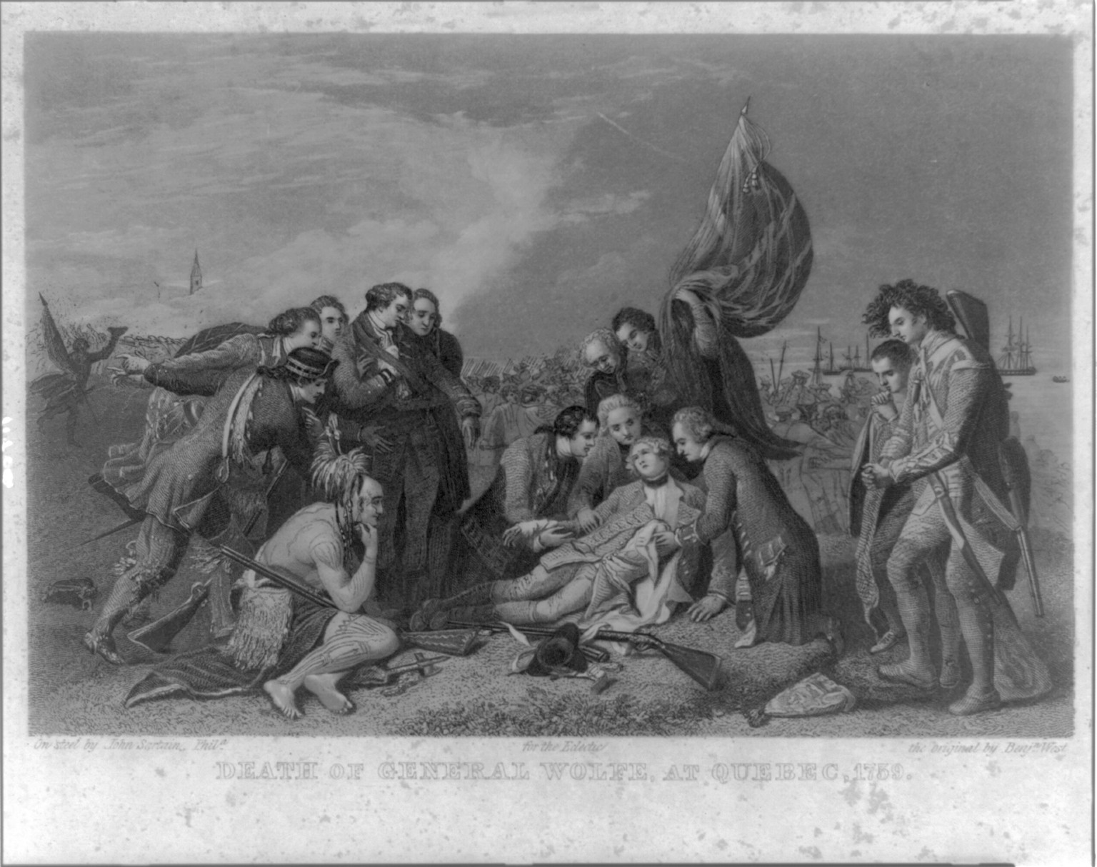 [Death of General Wolfe at Quebec, 1759] — antique engraving