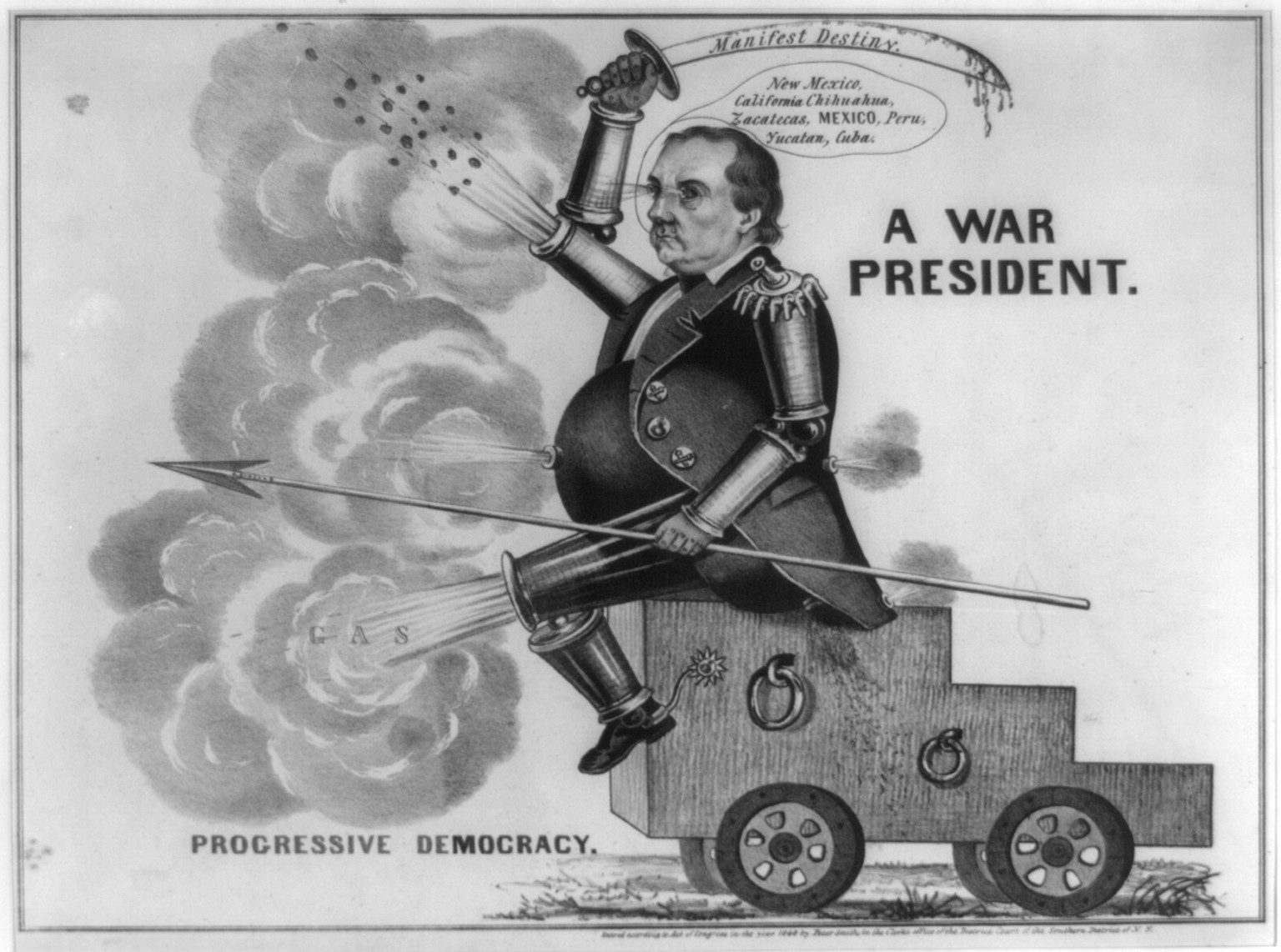 A war president. Progressive democracy, [New York : N. Currier], c1848. — antique lithograph