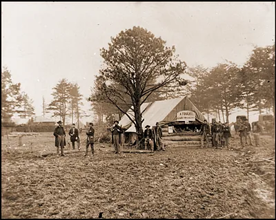 Brandy Station Va. Tent of A. Foulke Sutler at headquarters of 1st Brigade Horse Ar