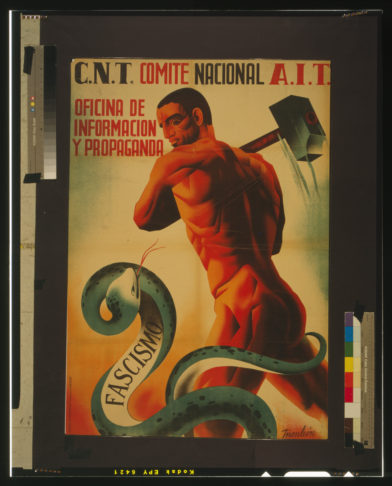 C.N.T. Comite Nacional A.I.T. -- Oficina de Informacion y Propaganda, [Spain] : Comite Nacional C.N.T., [between 1936 and 1939] — vintage poster