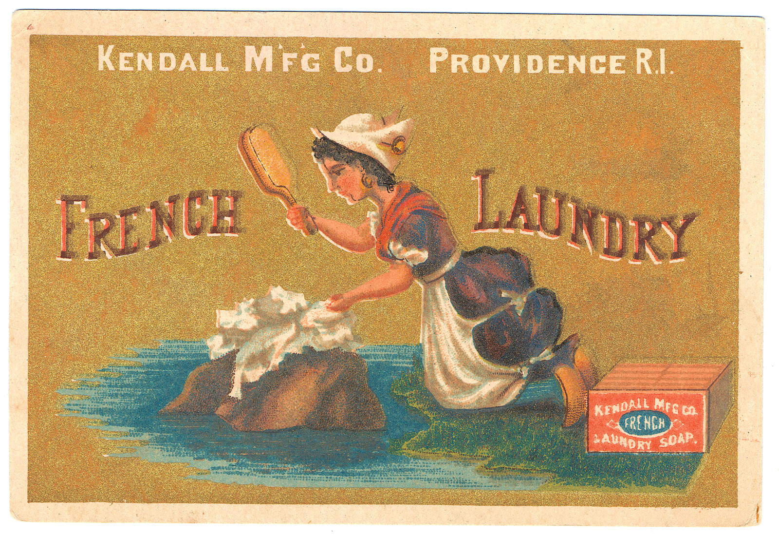 French Laundry soap trade card, Kendall Mfg Co, Providence R.I. — historic image