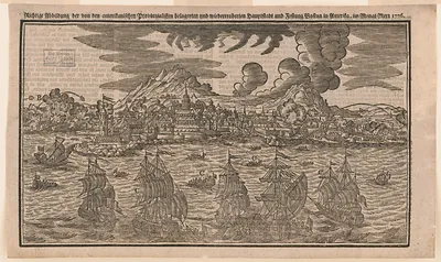 True depiction of Boston besieged by American rebels, March 1776