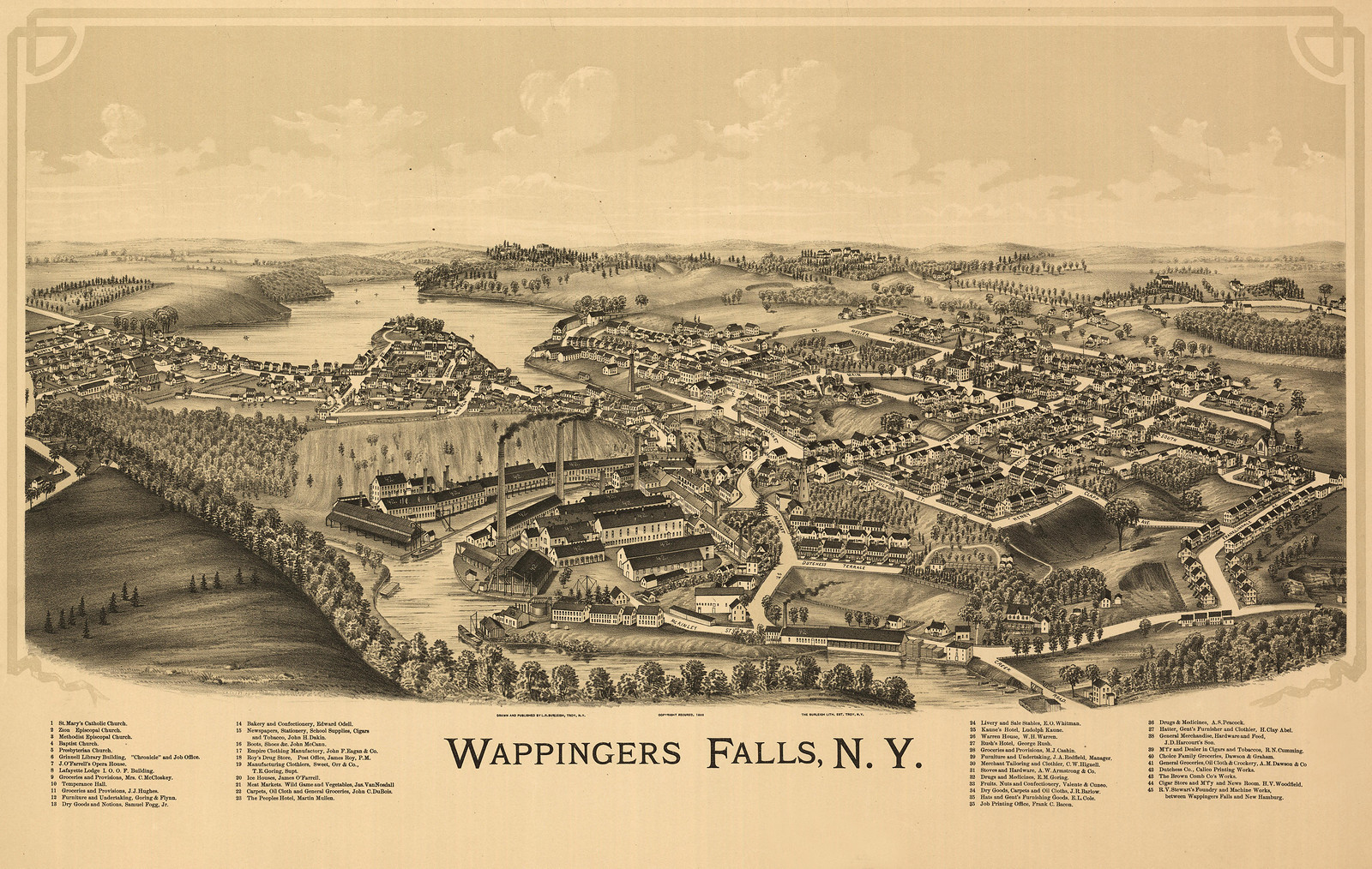 Wappingers Falls, New York, 1889, 1889 — antique map