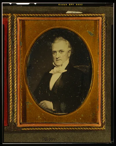 [Painting of James Buchanan, head-and-shoulders portrait, facing left]