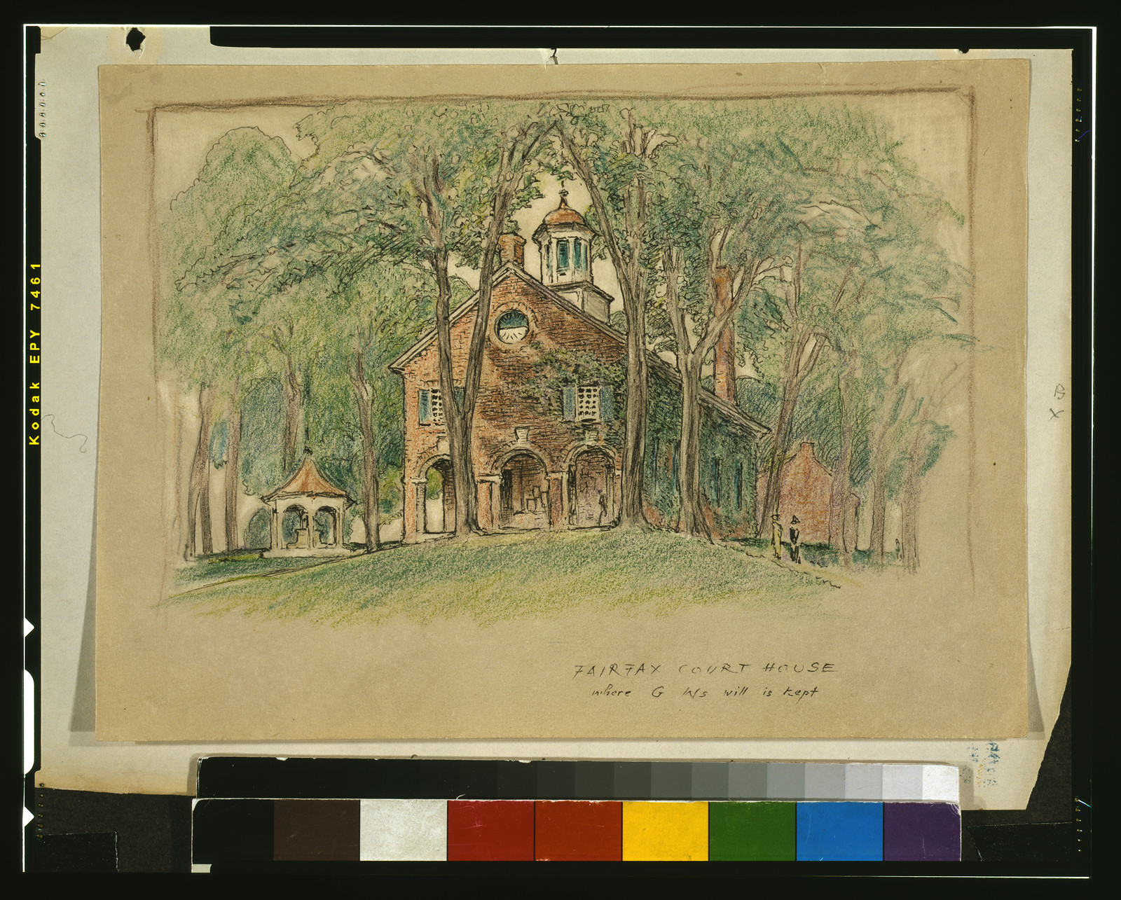 Fairfax Court House where G Ws will is kept — historic drawing