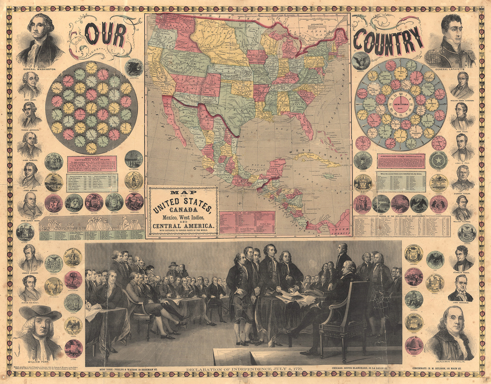 Our Country: Map of the United States, Canada, Mexico and Central America — antique map