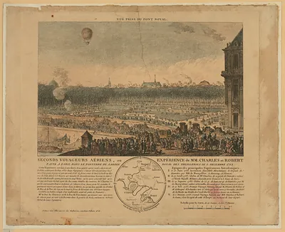 Seconds voyageurs aériens: balloon ascent from the Tuileries, 1783