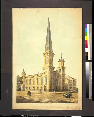 Metropolitan M.E. Church, Washington, D.C. / on stone by L. Crépon ; P.S. Duval & Co's steam lith. press, Philada.