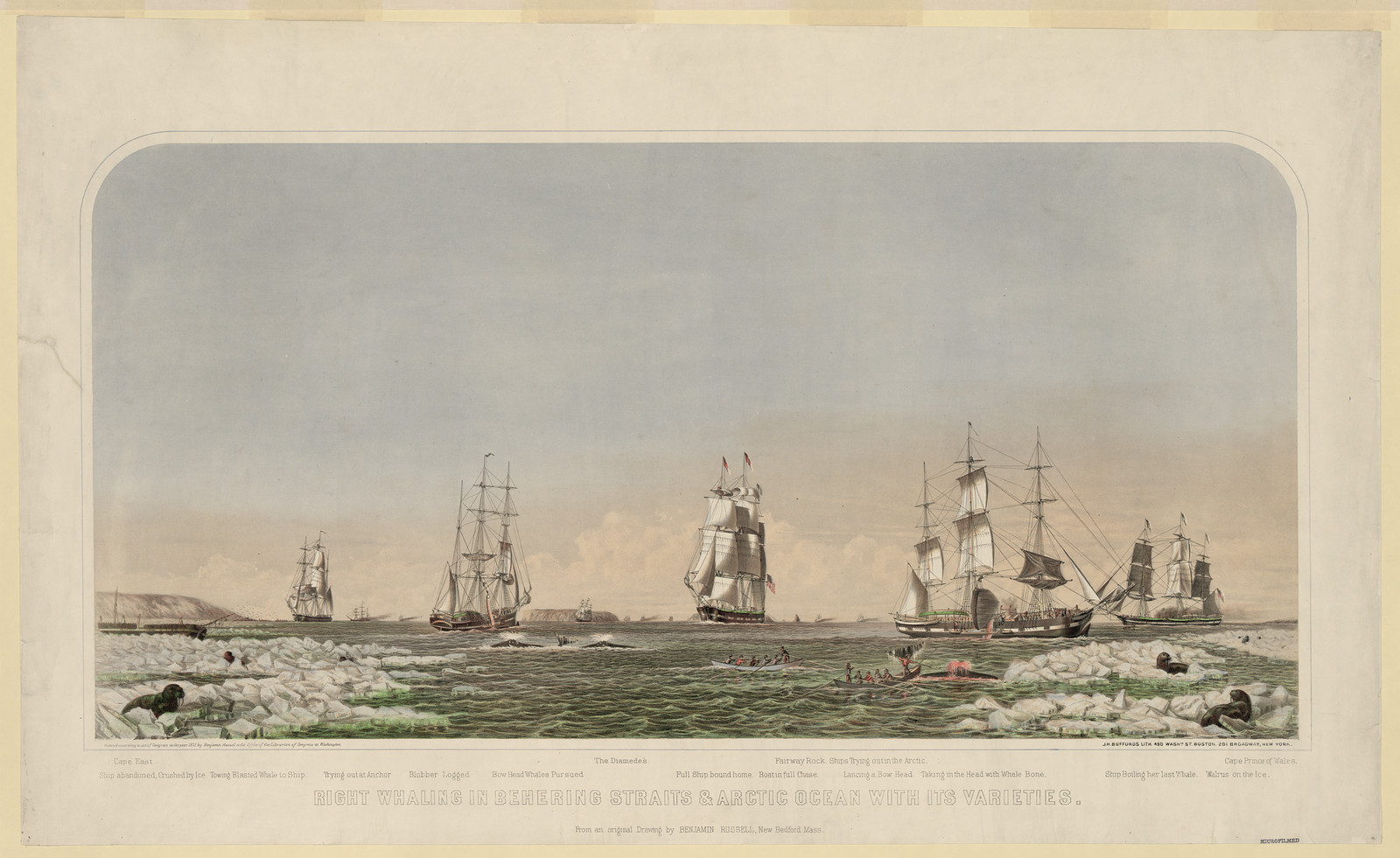 Right whaling in Behering Straits & Arctic Ocean with its varieties — historic image