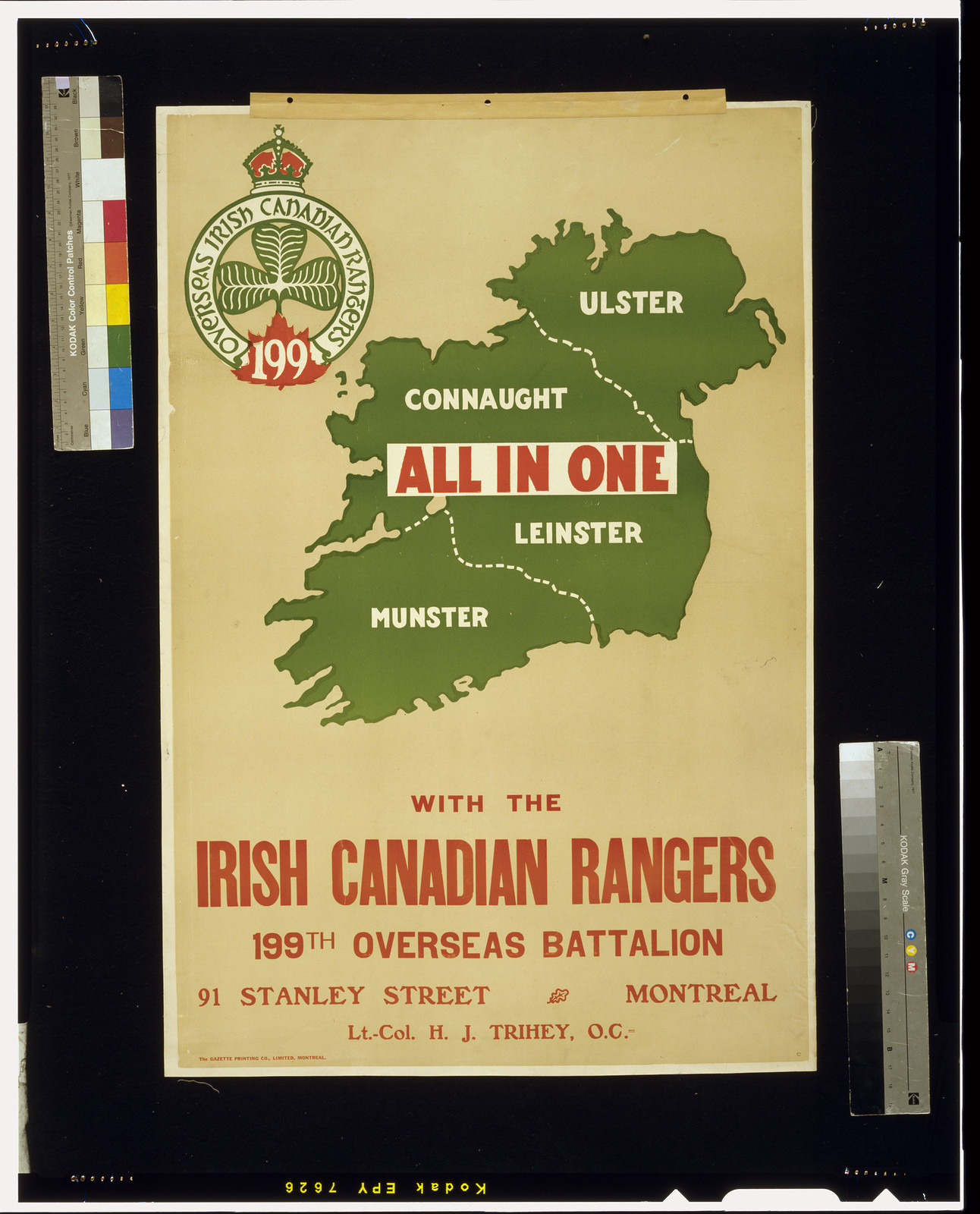 All in one with the Irish Canadian Rangers 199th Overseas Battalion, 1914 — vintage poster